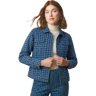 Jessica London Classic Cotton Denim Jacket in Denim Houndstooth at Nordstrom, Size 16