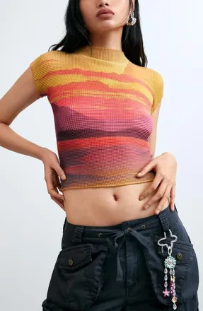 Desigual Sunset Grid Texture T-Shirt in Multi at Nordstrom, Size Medium