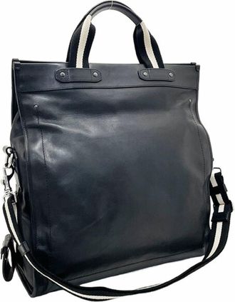 Bally Black Leather Handbag Shoulder Bag Tote Bag (Pre-Owned)
