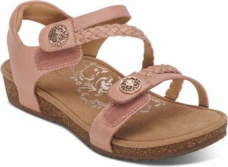 Aetrex Womens Jillian Braided Quarter Strap Sandal In Rose