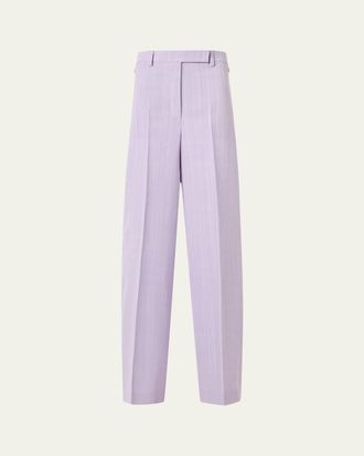 Akris Melange Twill Straight Leg Forest Pants