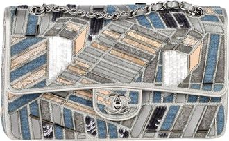 Chanel Multicolor Denim Medium Classic Patchwork Double Flap Shoulder Bag (Authentic Pre-Loved)