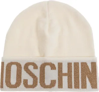 Moschino Accessoires, unisex, Beige, ONE Size, Wol, Pet met logo en lurex draad