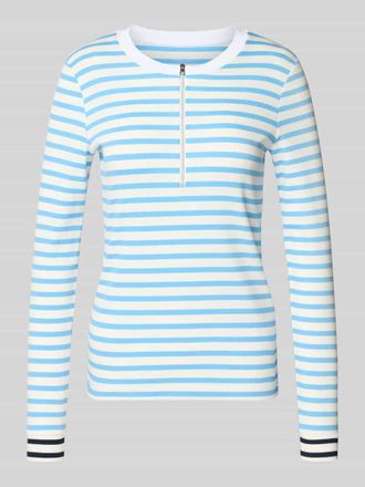 Marc Cain Longsleeve mit Rundhalsausschnitt und Rei&szlig;verschluss in Sky, Gr&ouml;&szlig;e 34