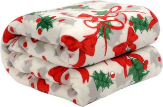 Kathy Ireland Holiday Print Plush Flannel Throw Blanket