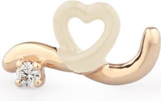 Bea Bongiasca Enamel & Diamond Single Stud Earring in Cream at Nordstrom