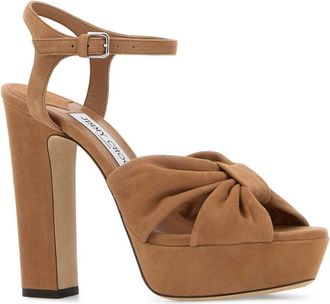 Jimmy Choo London Womens Heloise 120 Platform Heel Beige Suede