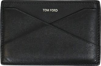 Tom Ford Logo Card Holder in Black Leather