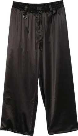 Yohji Yamamoto Broeken, Dames, Zwart, S, Polyester, Satin Gradient 3-Stripes Track Pants