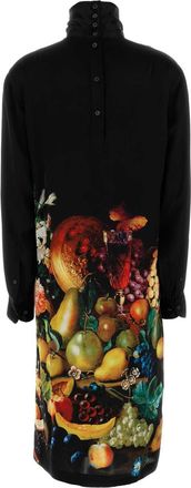 Dries Van Noten Floral Silk Satin Dress - Black