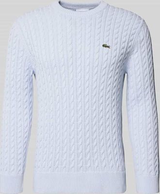 Lacoste Regular Fit Strickpullover aus Baumwoll-Mix in Hellblau, Gr&ouml;&szlig;e XXXL