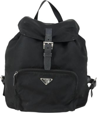 Prada Front Pocket Backpack Tessuto Black Nylon Backpack Bag (Pre-Owned)