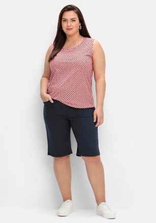 Sheego Bermudas SHEEGO, Damen, Gr. 40, Normalgr&ouml;ssen, blau (nachtblau), 99% Baumwolle, 1% Elasthan, unifarben, Hosen Bermudas