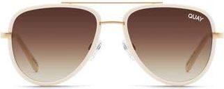 Quay All in Mini 49mm Aviator Sunglasses in White/Brown at Nordstrom Rack