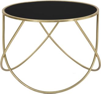 Mauro Ferretti Mesa auxiliar redonda de metal dorado con tablero negro ø cm 60x45