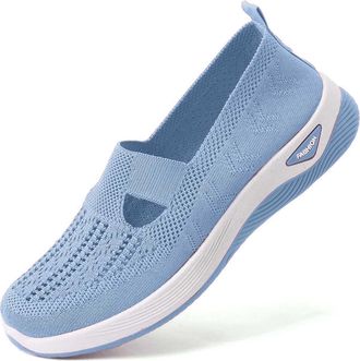 Generic Womens Summer Mesh Slip-On Sneakers, Round Toe Glitter Breathable Casual Shoes, Anti-Slip Comfort Walking Shoes, Lightweight Fashion Easy-On Flats