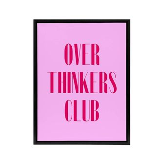 Artery8 Overthinkers Club Simple Modern Pink Black Framed Canvas Wall Art | Size: W24 x H32