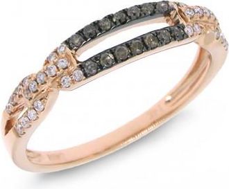 Allurez 0.23ct 14k Rose Gold White & Champagne Diamond Ladys Ring