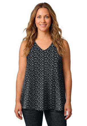 Roaman's Plus Size Cotton Ultimate Swing Tank Top in Black Tropical Floral at Nordstrom, Size 20