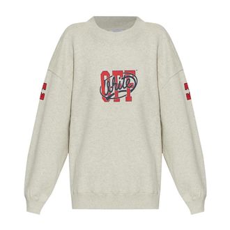 Off-white Hoodies & sweatvesten, Dames, Beige, L, Katoen, Logo Sweatshirt