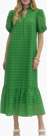 Entro Laura Midi Dress In Green Eyelet