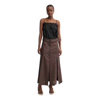 Pinko Pinko - Isolda Midi Jurk - Dames - Jurken - Bruin - Maat: XS