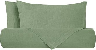 Puro Lino Pure Linen Stonewash Olive Bed Set