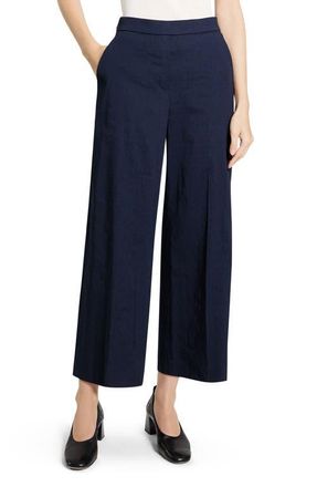 Theory Classic Straight Leg Good Linen Pants in Midnight Navy - Rl0 at Nordstrom, Size 16