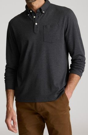 UNTUCKit Vargas Long Sleeve Cotton Polo in Heather Grey at Nordstrom, Size Large