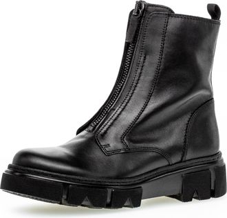 Gabor Stiefelette GABOR, Damen, Gr. 36, schwarz, Kalbsleder, unifarben, Schuhe Stiefelette, Blockabsatz, Reissverschluss-Boots mit Front-Zipper