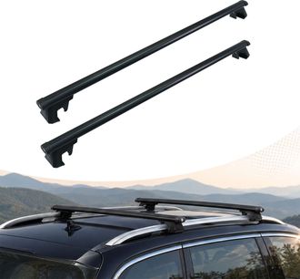 Relaxdays Relaxdays Barras De Techo, Para Ra&iacute;les Abiertos, 135 Cm, Alcance 120 Cm, Travesa&ntilde;os, Hasta 180 Kg, Aluminio, Negro