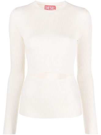 Diesel M-Peris cut-out knitted top - women - Viscose/Polyester/Wool - M - White