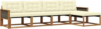 vidaXL Conjunto De Sof&aacute;s De Exterior 5 Uds. Natural Y Crema Vidaxl
