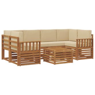 vidaXL Conjunto De Sof&aacute;s De Exterior Con Coj&iacute;n 7 Pcs Natural Y Beige Vidaxl
