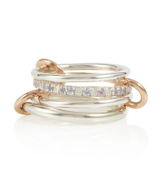 Spinelli Kilcollin Nimbus sterling silver linked rings with sapphires, tanzanite and white diamonds