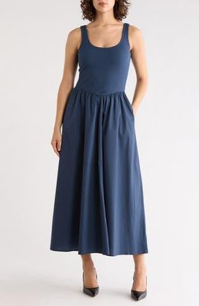 Melrose and Market Mixed Media Tank Dress in Navy Dipper at Nordstrom Rack, Size Xx-Small