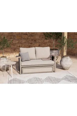 ambia GARDEN Loungegarnitur, Braun, Beige, Metall, Kunststoff, Textil, 2-teilig, F&uuml;llung: Schaumstoff,Polyester, einzeln stellbar, 155x65x74 cm, gastro- und objekt