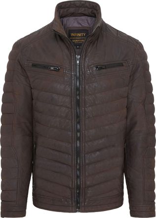 Infinity Leather Heren Bruin Gewatteerd Puffer Leren Bomberjack - Torpoint