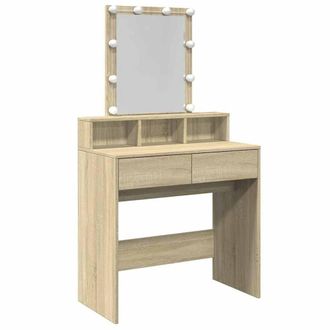 Berkfield Home Dressing Table with LED Sonoma Oak 80x41x144.5 cm in Light Oak