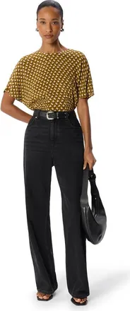 Whistles Ikat Spot Shirred Blouse in Khaki/multi at Nordstrom, Size 10