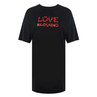 Moschino Womens Love Bubble Logo Black T-shirt Cotton - Size X-Large