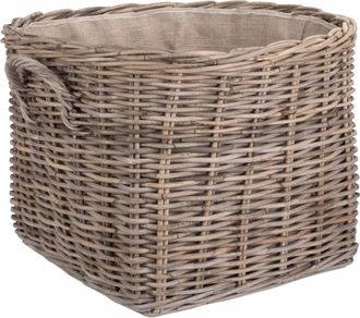Red Hamper Rattan Grand Rattan Hessian Lined Log Basket