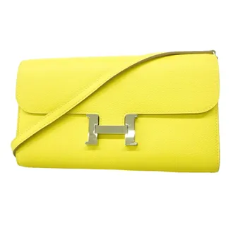 Herm&egrave;s Lime Chain/Shoulder Wallet (Pre-Owned)