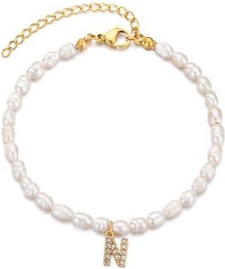 Adornia Freshwater Pearl Initial Charm Bracelet in White-N at Nordstrom Rack