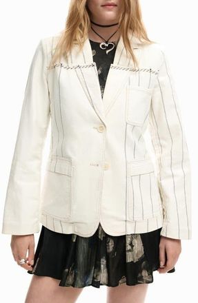 Desigual Stripe Blazer in Medium Beige at Nordstrom, Size X-Large