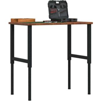 vidaXL Banco De Trabajo Rectangular Madera Maciza 100x60x(71,5-98) Cm Vidaxl
