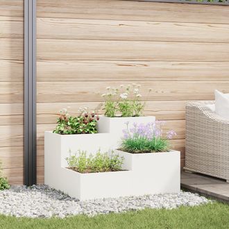 Berkfield Home Garden Planter 100x100x60 cm White Steel | Size: 100 x 100 x 60 cm