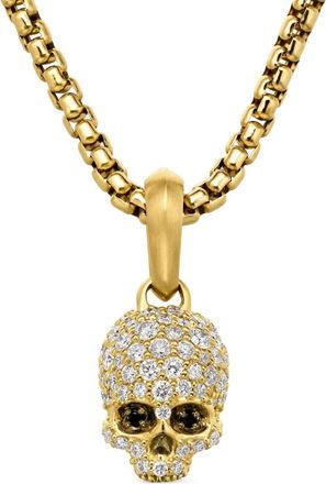 David Yurman Pendente Memento Mori Skull in oro giallo 18kt con diamanti