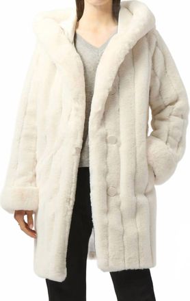 Joseph Ribkoff Hooded Reversible Faux Fur Coat In Vanilla