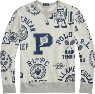 Polo Ralph Lauren Sportief katoenen sweatshirt met grafische print - Heren - Ronde hals truien - Wit - XL - Katoen - Truien & Vesten